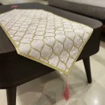 رانر طرح موج مخمل صورتی چرم طلایی اکلیلی