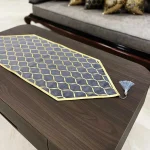رانر طرح موج مخمل طوسی چرم طلایی - تصویر 2