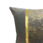 کوسن مربعی طرح ترکیبی مخمل و طلاکوب طوسی - تصویر 3