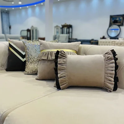 ست کوسن4عددی طرح شهرزاد مخمل نسکافه ای قهوه ای