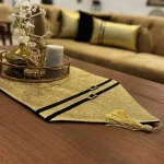 رانر طرح سگکدار چرم طلایی مخمل مشکی - تصویر 2