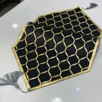 رانر طرح موج مخمل طوسی تیره چرم طلایی - تصویر 2