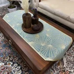 رانر طرح قاصدک مخمل سبزآبی چرم طلایی اکلیلی - تصویر 2
