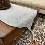 رانر طرح اطلس مخمل طوسی چرم نقره ای