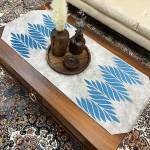 رانر طرح پیچک مخمل طوسی آبی لاجوردی - تصویر 2