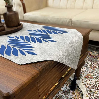 رانر طرح پیچک مخمل طوسی سورمه ای