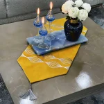 رانر طرح گیسو مخمل خردلی چرم نقره ای - تصویر 2
