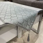رانر طرح موج مخمل آبی آسمانی چرم نقره ای اکلیلی