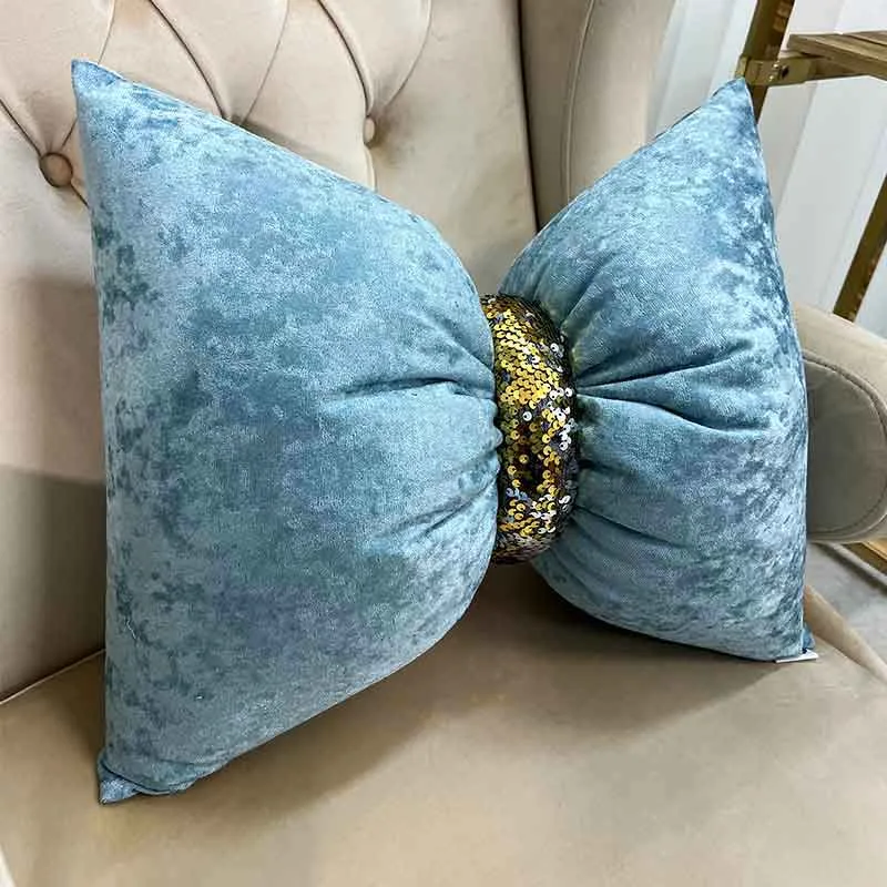 کوسن پاپیونی طرح آبی آسمانی ابروبادی شاین