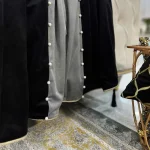 شال مبل طرح مروارید مخمل مشکی و طوسی روشن