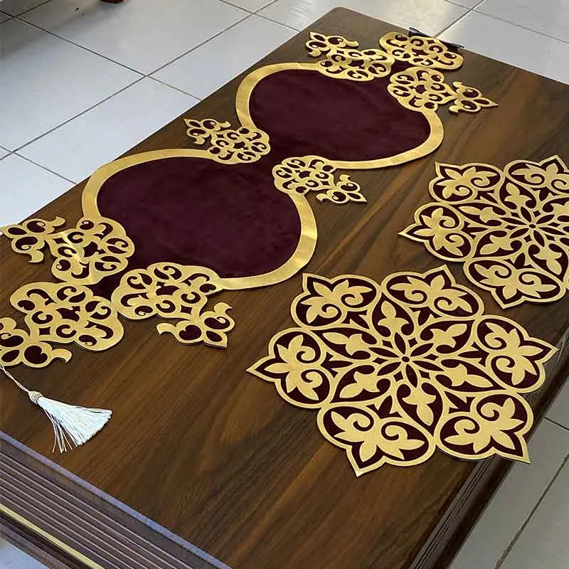 ست سه عددی طرح خورشید مخمل بنفش چرم رزگلد