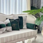 ست کوسن 7 عددی طرح الماس سبز و کرم - تصویر 2