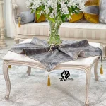 رومیزی طرح الماس مخمل طوسی طرحدار