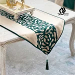 رانر طرح رز مخمل سبز کرم نسکافه