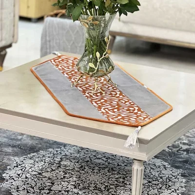 رانر طرح رز مخمل طوسی نارنجی