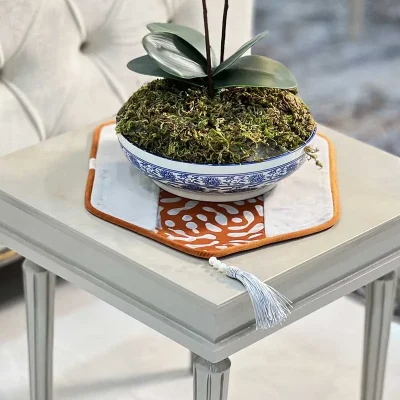 رانر طرح رز مخمل طوسی نارنجی