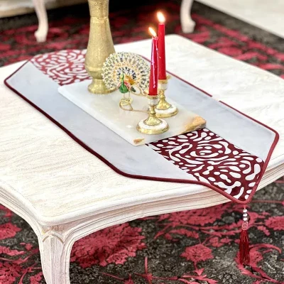 رانر طرح رز مخمل طوسی زرشکی