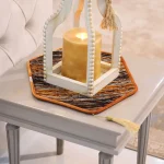 رانر طرح کیهان مخمل نارنجی قهوه ای