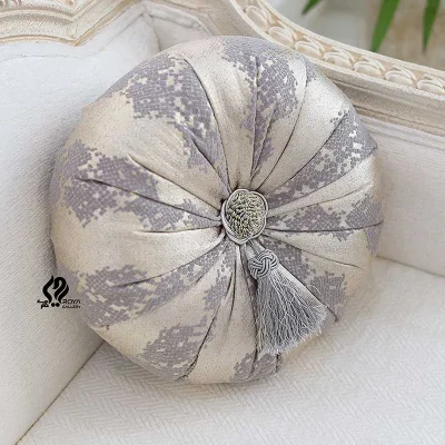 کوسن دایره ماریتا پوست ماری طوسی طلایی