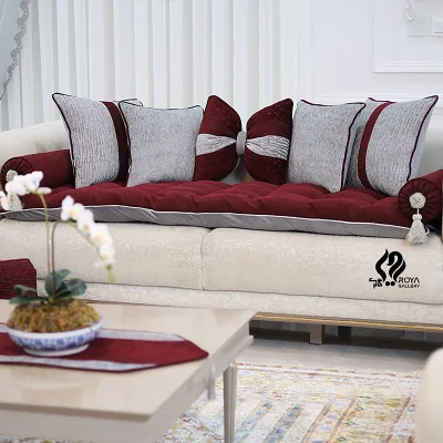 ست کوسن زمرد طوسی و زرشکی