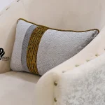 کوسن مستطیل ترکیبی زمرد طوسی و خردلی