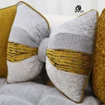 کوسن پاپیون زمرد طوسی خردلی