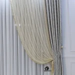 پنل پرده دیبا نقره آبی طرحدار