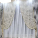پنل پرده دیبا نقره آبی طرحدار - تصویر 2