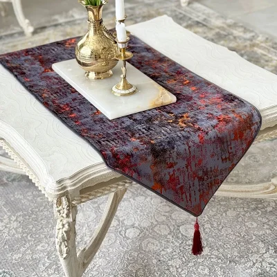 رانر طرح ایران خانم مخمل طوسی زرشکی
