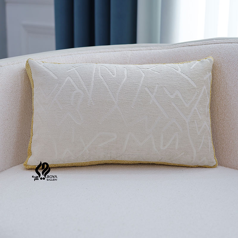 09 کوسن مستطیل سه بعدی ماندانا کرم روشن خرده شیشه