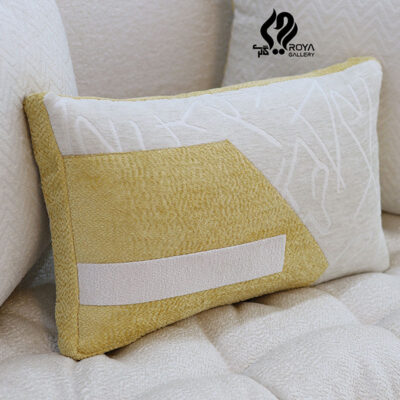 کوسن مستطیل سه بعدی طرح ترکیبی ماندانا کرم روشن لیمویی