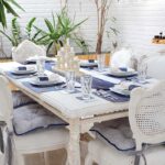 ست ناهارخوری ایران طوسی آبی با رانر