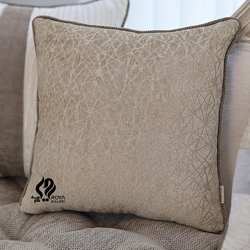 22 کوسن مربعی زمرد کرم نسکافه طرحدار