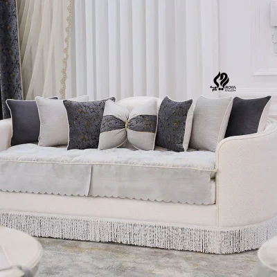 ست کوسن دیبا طوسی نقرابی