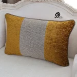 کوسن مستطیل طرح ترکیبی زمرد کرم نسکافه خردلی