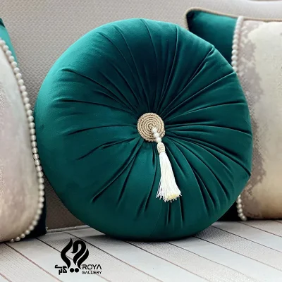 کوسن دایره مخمل سبز