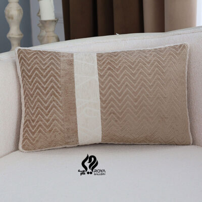 کوسن مستطیل سه بعدی ترکیبی ماندانا کرم نسکافه طرحدار