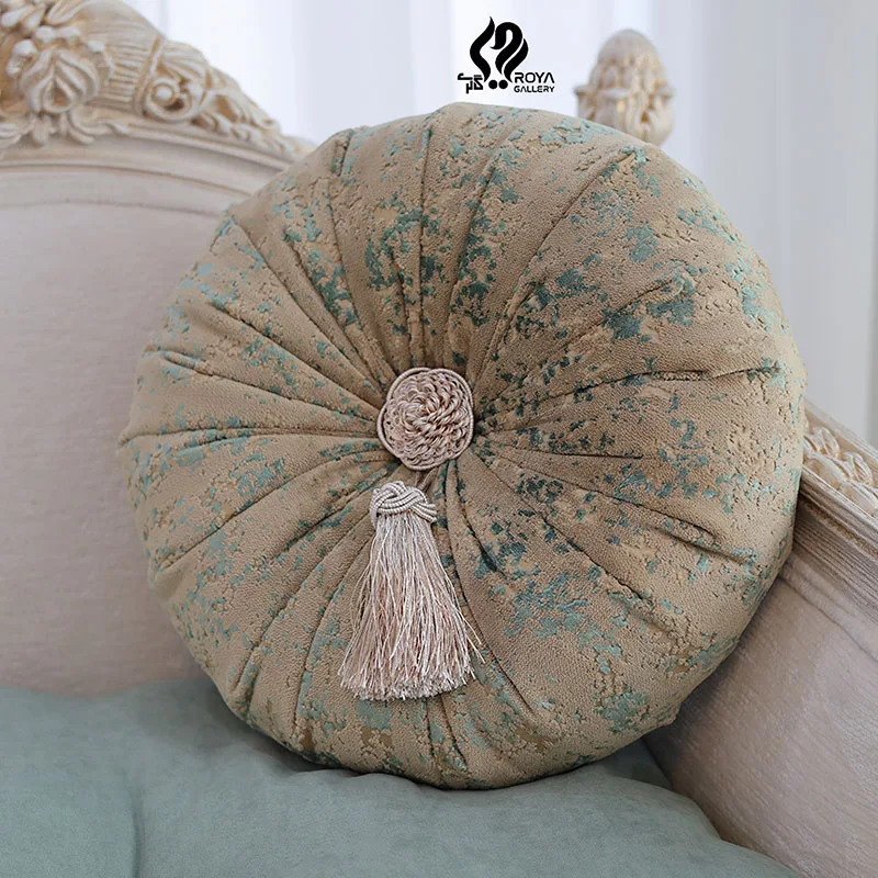 کوسن دایره آبرنگی ایران بژ سبزآبی کوسن دایره آبرنگی ایران بژ سبزآبی