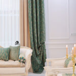 پنل پرده خاتون سبز کرم نسکافه