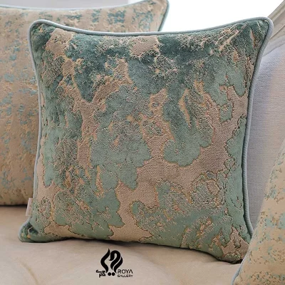 کوسن مربعی طرح گل ایران بژ سبزآبی