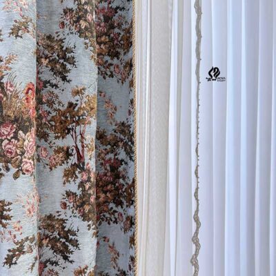 پنل پرده فلورا آبی