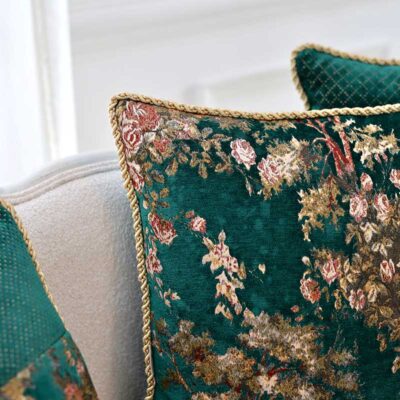 کوسن مربعی فلورا سبز طرح گل