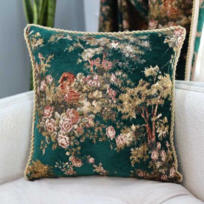 کوسن مربعی فلورا سبز طرح گل