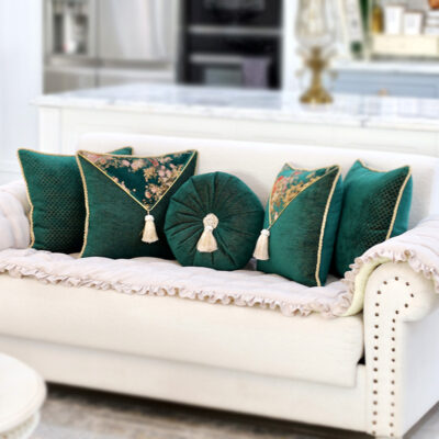 ست کوسن فلورا سبز با کوسن دایره