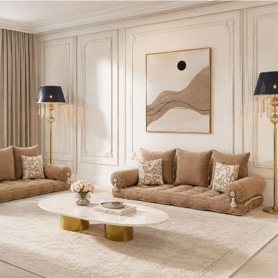 ست شاهنشین کتان پنبه نسکافه‌ای