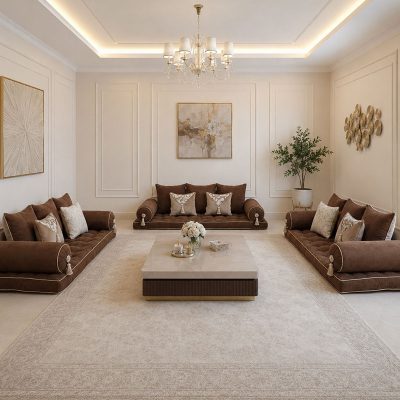 ست شاهنشین کتان پنبه قهوه ای