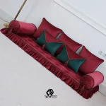 ست شاهنشین مخمل زرشکی سبز