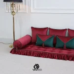 ست شاهنشین مخمل زرشکی سبز